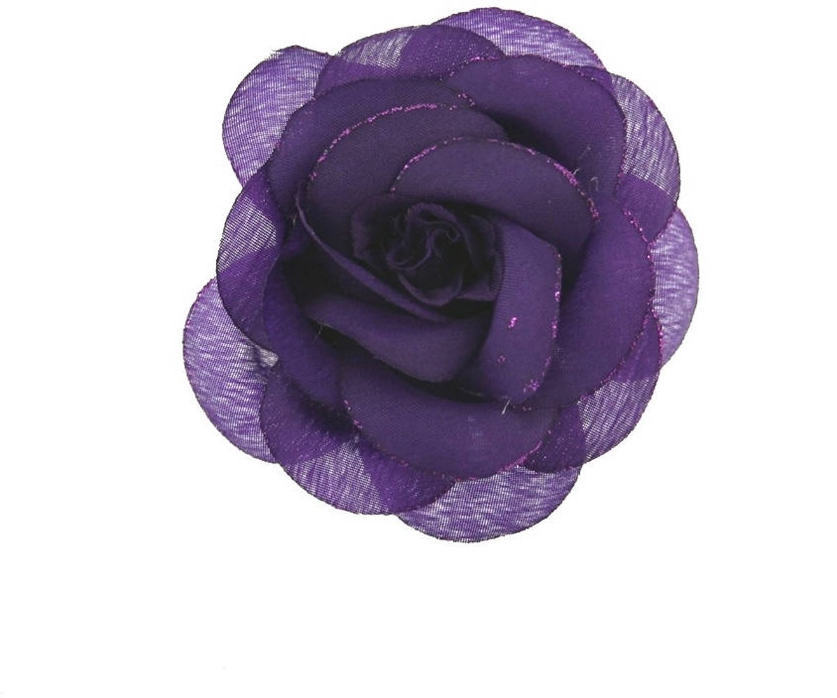 Roos bloem haar accessoire op haarclip paars - Vintage Rockabilly - Zacs Alter Ego
